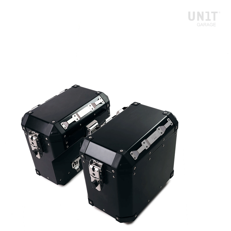 Paar Atlas 47L + 41L Aluminiumtaschen mit Triumph 1200 XC & XE Rahmen