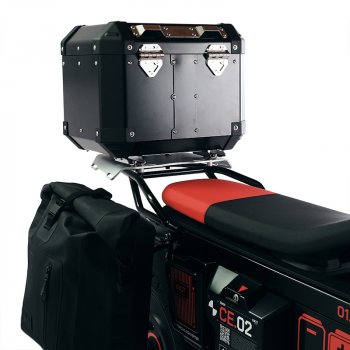 36-Liter-Aluminium-Atlas-Topcase + BMW CE 02-Heckgepäckträger mit Beifahrergriffen