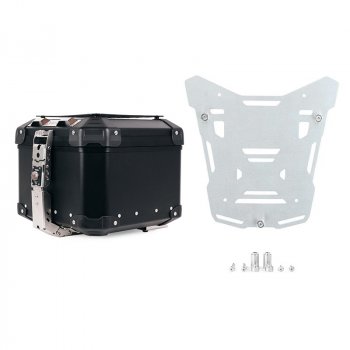 Atlas 44L Universal-Aluminium-Topcase + Atlas Silver Topcase-Platte für Original-Gepäckträger der BMW R1300GS