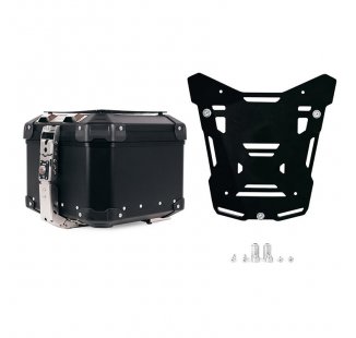 Atlas 44L Universal-Aluminium-Topcase + Atlas Black Topcase-Platte für Original-Gepäckträger der BMW R1300GS ADV