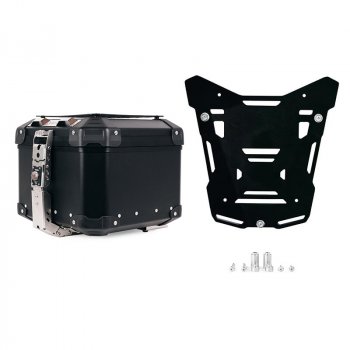 Atlas 44L Universal-Aluminium-Topcase + Atlas Black Topcase-Platte für Original-Gepäckträger der BMW R1300GS ADV