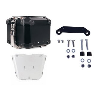 Atlas 44L Universal-Aluminium-Topcase + Atlas Top Case Platte für Gepäckablage + Adapterplatte