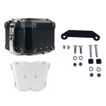Atlas 44L Universal-Aluminium-Topcase + Atlas Top Case Platte für Gepäckablage + Adapterplatte