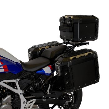 Atlas 44L Universal-Aluminium-Topcase + BMW F450GS Gepäckträger mit Soziusgriffen