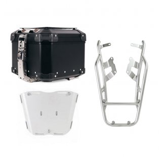 Atlas 44L Universal-Aluminium-Topcase + NineT-Gepäckträger mit Soziusgriffen zur Befestigung der Topcaseplatte