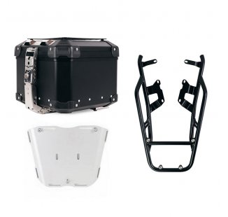 Atlas 44L Universal-Aluminium-Topcase + NineT-Gepäckträger mit Soziusgriffen zur Befestigung der Topcaseplatte