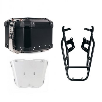 Atlas 44L Universal-Aluminium-Topcase + NineT-Gepäckträger mit Soziusgriffen zur Befestigung der Topcaseplatte