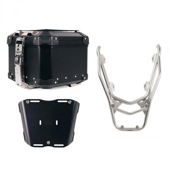 Atlas 44L Universal-Aluminium-Topcase + Gepäckträger hinten mit Soziusgriffen BMW R1300GS (Silberfarbe)