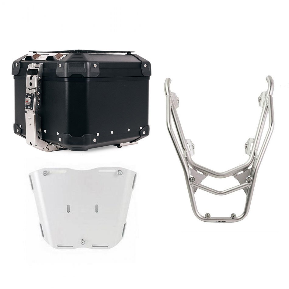 Atlas 44L Universal-Aluminium-Topcase + Gepäckträger hinten mit Soziusgriffen BMW R1300GS (Silberfarbe)