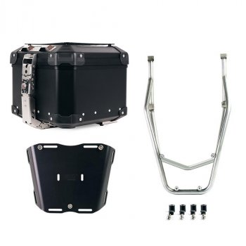 Atlas 44L Universal-Aluminium-Topcase + Gepäckträger hinten mit Beifahrergriffen Ducati Desert X Silver