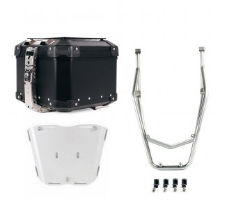 Atlas 44L Universal-Aluminium-Topcase + Gepäckträger hinten mit Beifahrergriffen Ducati Desert X Silver