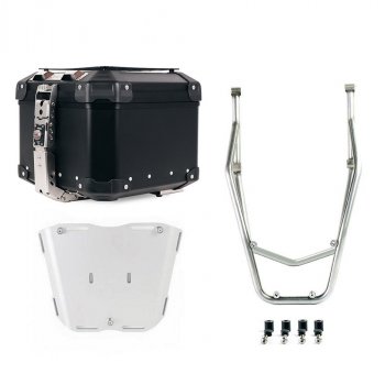 Atlas 44L Universal-Aluminium-Topcase + Gepäckträger hinten mit Beifahrergriffen Ducati Desert X Silver