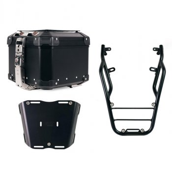 Atlas 44L Universal-Aluminium-Topcase + Ducati Scrambler Heckgepäckträger mit Beifahrergriffen