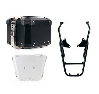 Atlas 44L Universal-Aluminium-Topcase + Moto Guzzi V100 Mandello Heckgepäckträger mit Beifahrergriffen