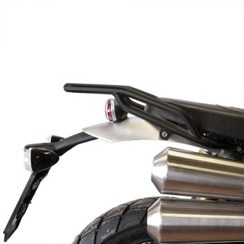 Atlas 44L Universal-Aluminium-Topcase + Schwarzer Gepäckträger mit Haltegriffen für den Beifahrer, passend Triumph Scrambler 1200 X & XE