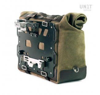 Kult-Seitentasche aus Spaltleder 40L - 50L + Aluminiumplatte (Schalldämpferseite)