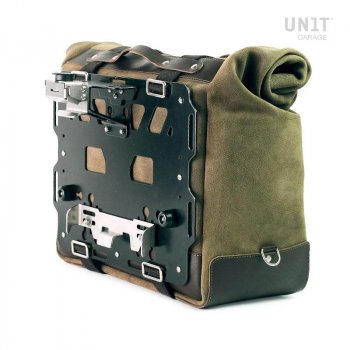 Kult-Seitentasche aus Spaltleder 40L - 50L + Aluminiumplatte (Schalldämpferseite)