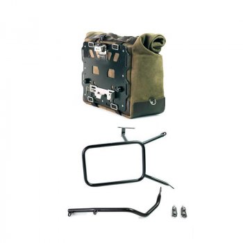 Kultige Seitentasche aus Spaltleder 40L - 50L + Aluminiumplatte + NineT rechter Rahmen für Atlas Aluminiumtasche