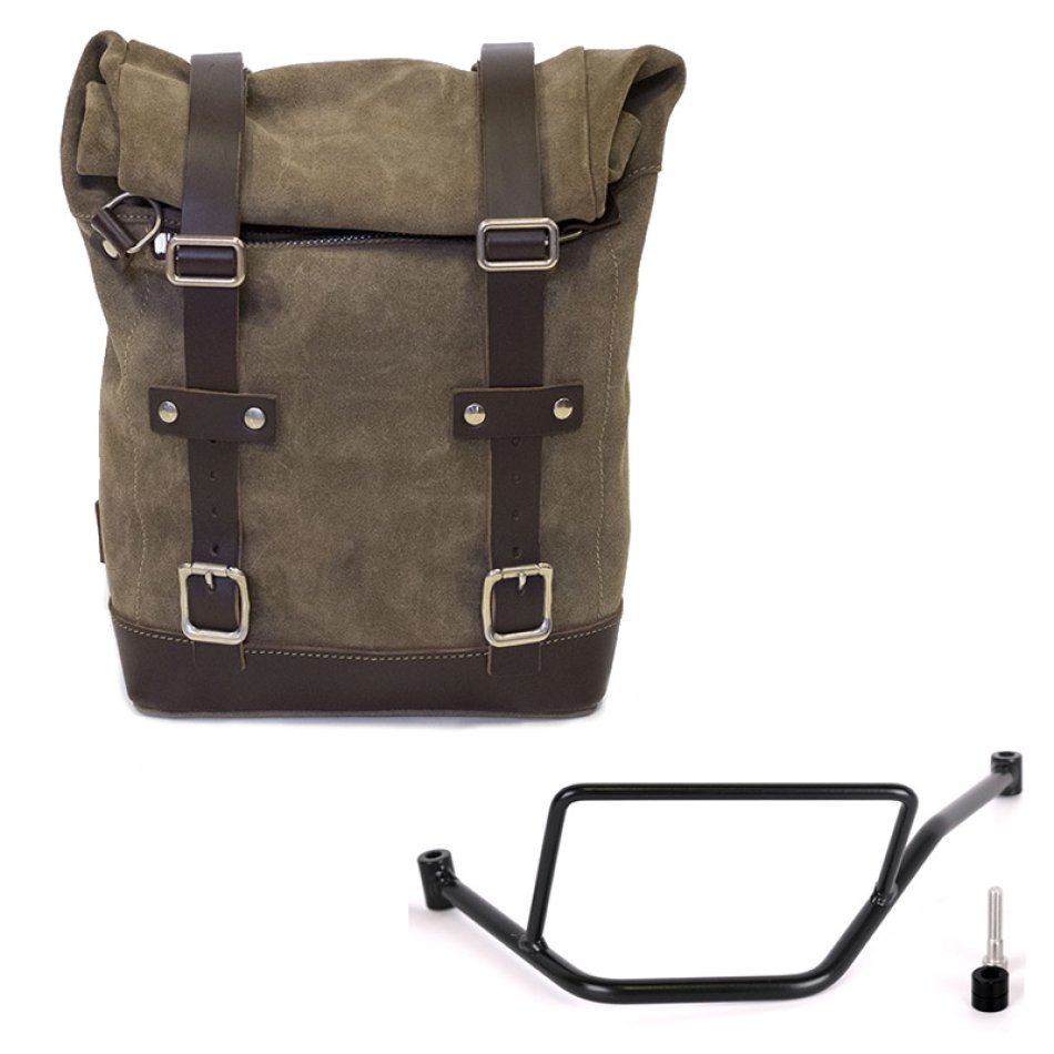 Ledertasche Crust 10L-14L + BMW F450GS Rahmen links