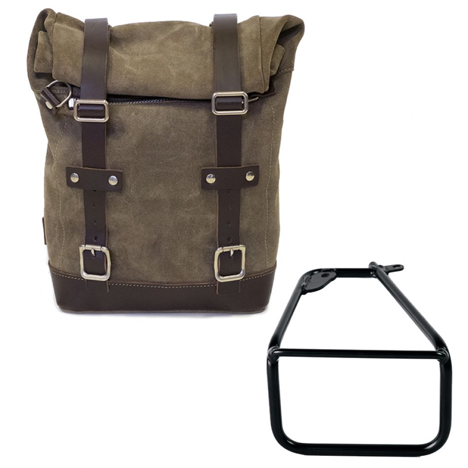 Seitentasche aus Spaltleder 10L-14L + BMW R12 NineT Linker Rahmen