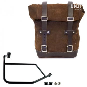 10L-14L Seitenkoffer aus Spaltleder + rechter Ducati DesertX Rahmen