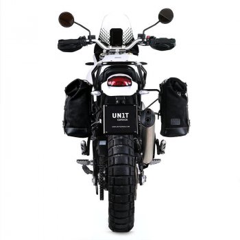 10L-14L Seitenkoffer aus Spaltleder + rechter Ducati DesertX Rahmen