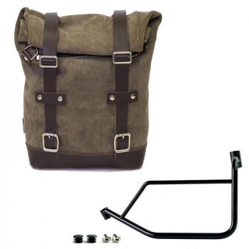 10L-14L Seitentasche aus gewachstem Wildleder + Linker Ducati DesertX Rahmen