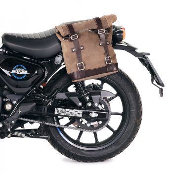 Ledertasche Crust 10L-14L + Royal Enfield Hunter 350 Linker Rahmen