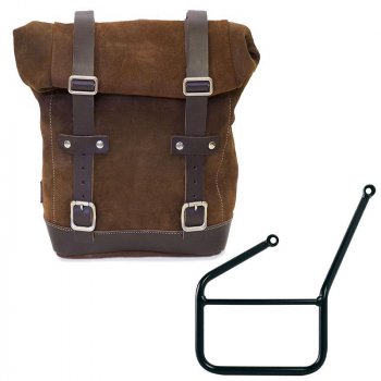 Seitentasche aus gewachstem Wildleder + linker HUSQVARNA-Hilfsrahmen