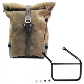 Pure Side Bag aus Spaltleder + Honda CL Rahmen links