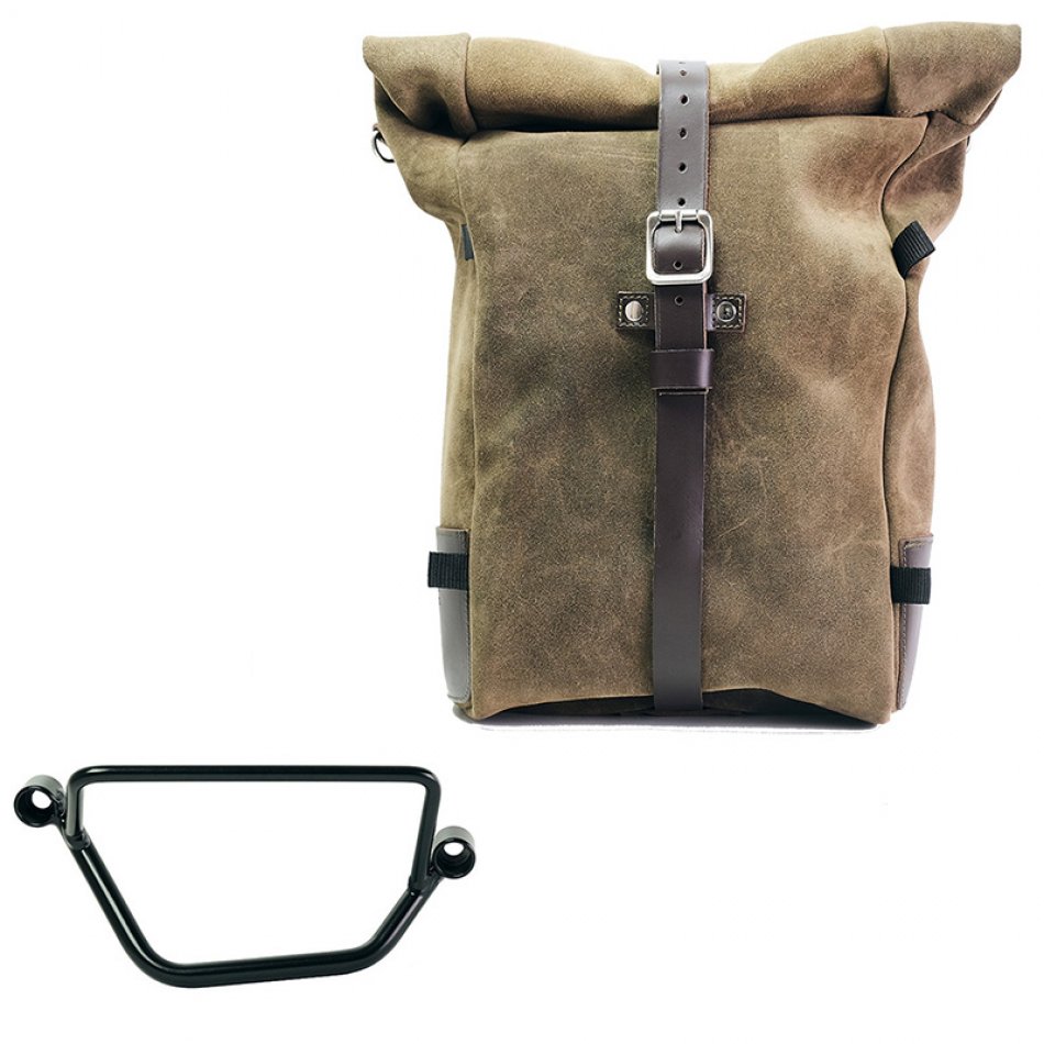 Pure Side Bag aus Spaltleder + Honda GB350S Rahmen Rechts