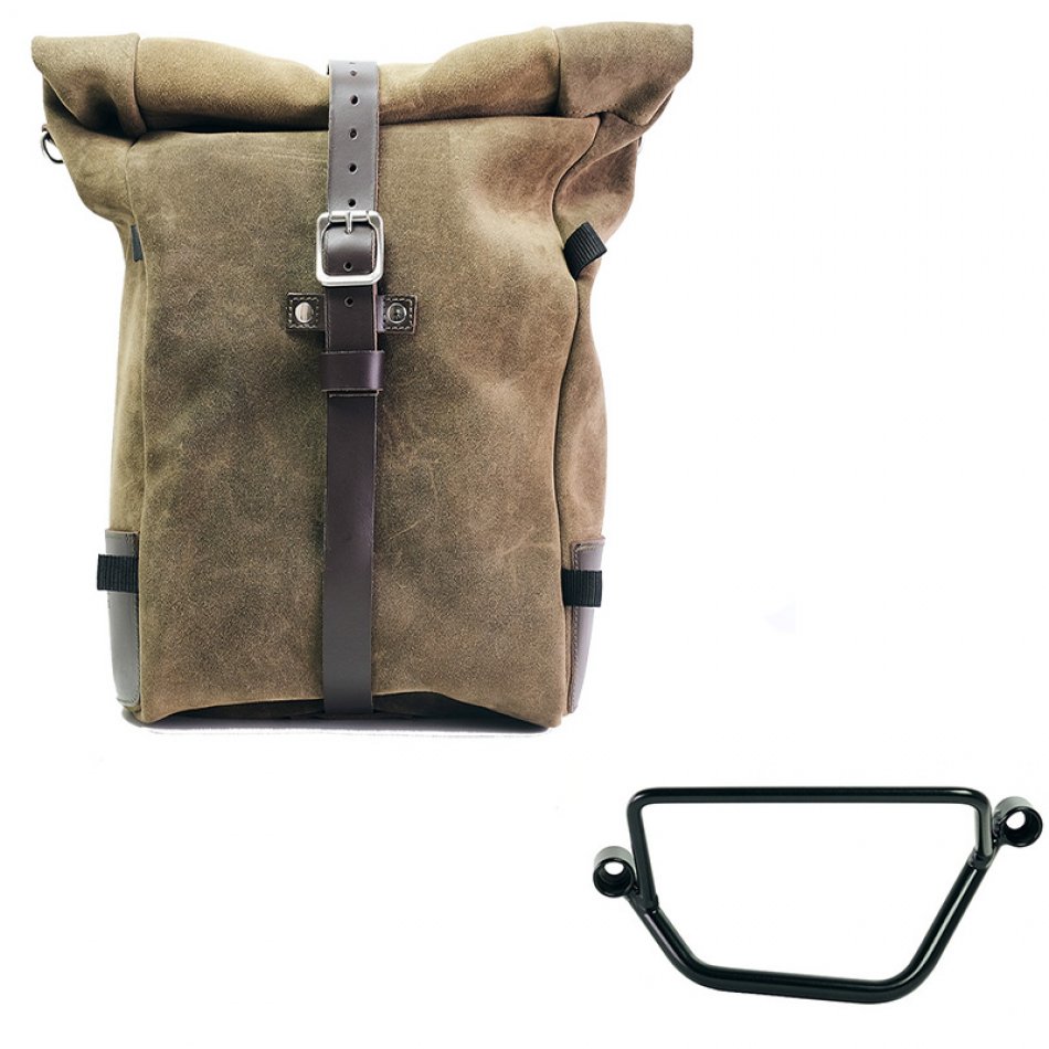 Pure Side Bag aus Spaltleder + Honda GB350S Rahmen Links