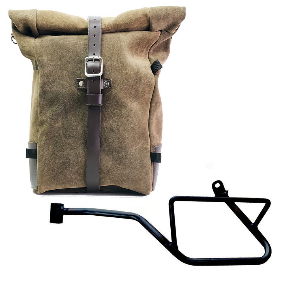 Pure Side Bag aus Spaltleder + Moto Guzzi V7 EURO5 linker Rahmen