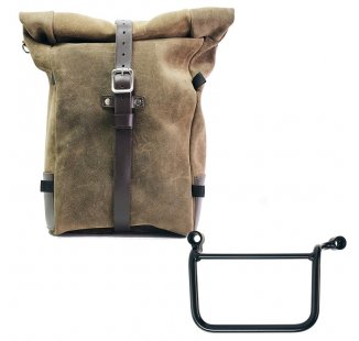 Pure Side Bag aus Spaltleder + Royal Enfield Guerrilla 450 Rahmen links