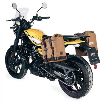 Scram-Seitentasche aus Canvas 22L-30L + Royal Enfield Guerrilla 450 Linker Rahmen