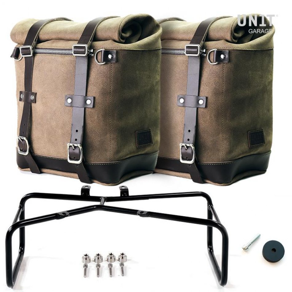 Zwei Seitentaschen aus Leder + Doppelrahmen NineT