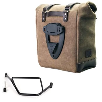 Seitentasche Scram aus Spaltleder 22L-30L + BMW F450GS Rahmen rechts