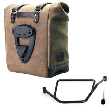 Seitentasche Scram aus Spaltleder 22L-30L + BMW F450GS Rahmen links