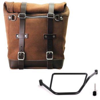 Seitentasche Scram aus Spaltleder 22L-30L + BMW F450GS Rahmen links