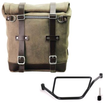 Seitentasche Scram aus Spaltleder 22L-30L + BMW F450GS Rahmen links