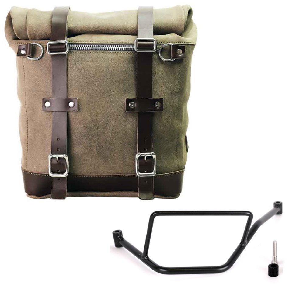 Seitentasche Scram aus Spaltleder 22L-30L + BMW F450GS Rahmen links
