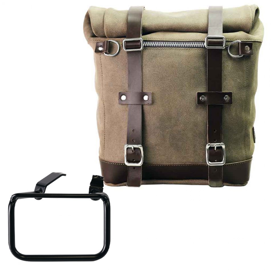 Seitentasche Scram aus Spaltleder 22L-30L + BMW R12 G/S Rahmen rechts