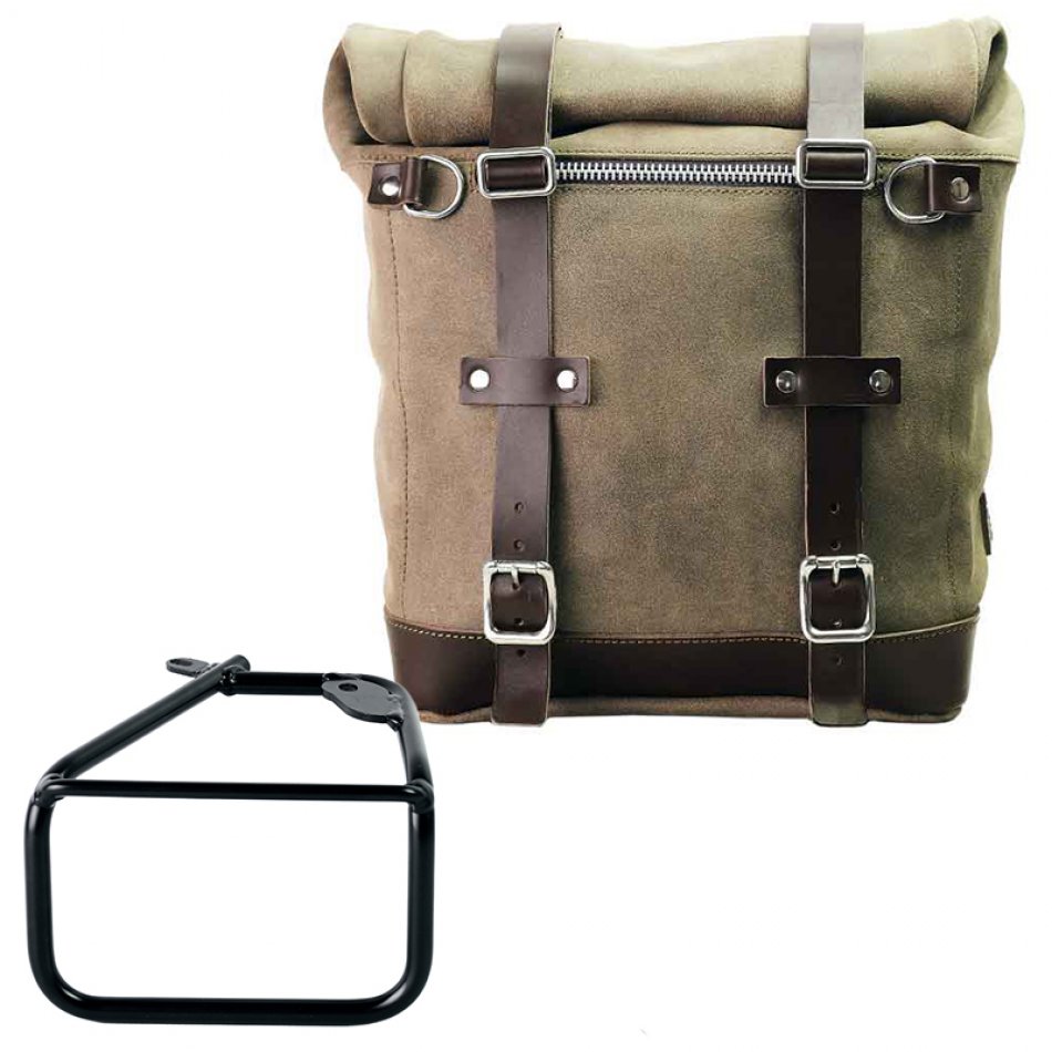 Scram Seitentasche aus Spaltleder 22L-30L + BMW R12 NineT rechter Rahmen