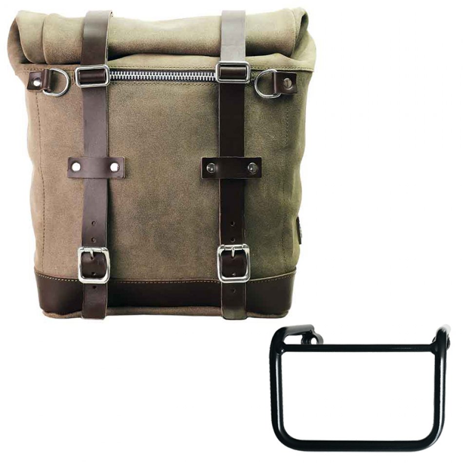 Seitentasche Scram aus Spaltleder 22L-30L + BMW R12 Fahrgestell links