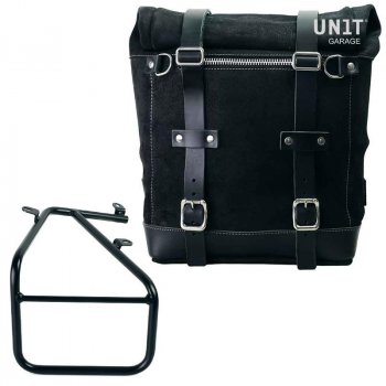 Seitentasche Scram aus Spaltleder 22L-30L + Rechter Satteltaschenrahmen für Sportail R18 Kit