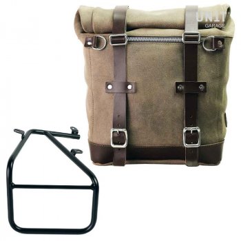 Seitentasche Scram aus Spaltleder 22L-30L + Rechter Satteltaschenrahmen für Sportail R18 Kit