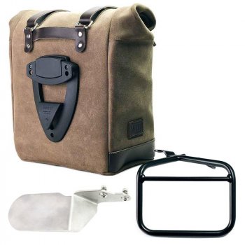 22L-30L Scram Satteltasche aus Spaltleder + Ducati Desert Sled rechter Rahmen