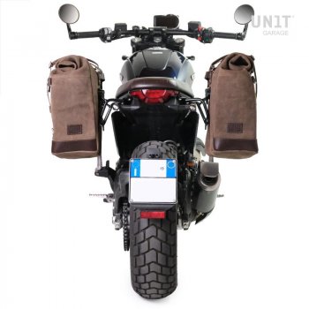 Seitentasche Scram aus Spaltleder 22L-30L + Linker Rahmen Ducati Scrambler (ab 2023)