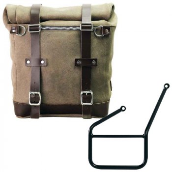 Seitentasche aus gewachstem Wildleder + linker HUSQVARNA-Hilfsrahmen