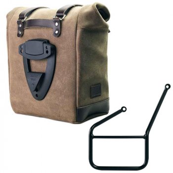 Seitentasche aus gewachstem Wildleder + linker HUSQVARNA-Hilfsrahmen